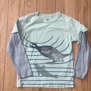 Kids Sea Life Graphic Long Sleeve Shirt - Mint Green & Gray